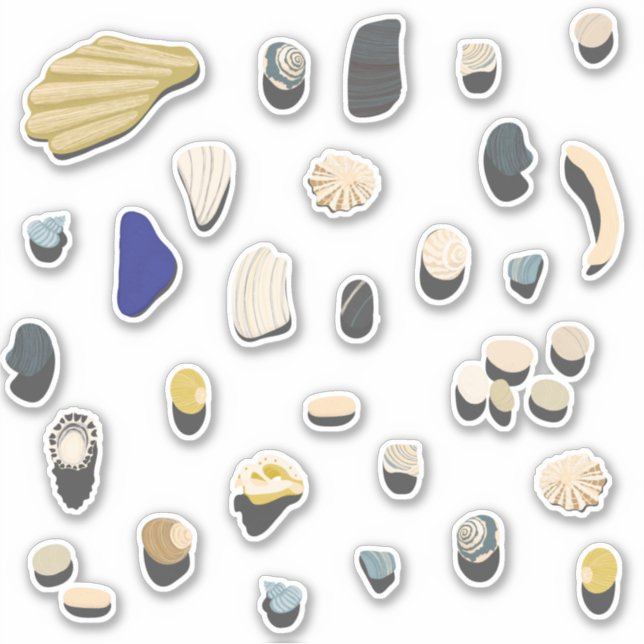 Shells and Pebbles Beach Sticker (Front)