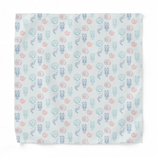 Shells and Shellfish Pattern Bandana (Front)
