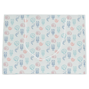 Shells and Shellfish Pattern Large Gift Bag