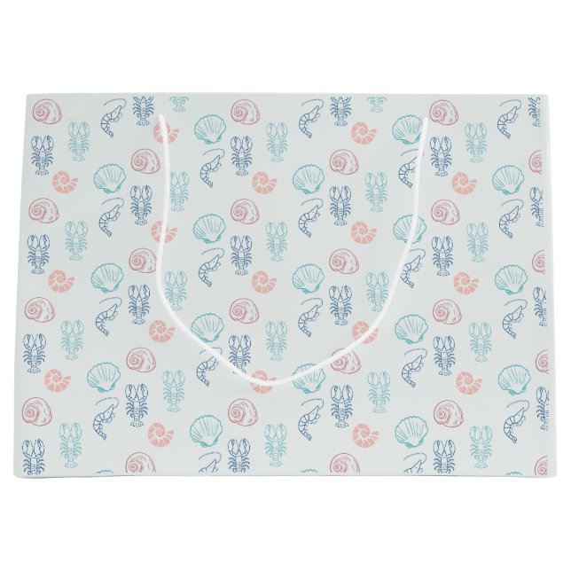 Shells and Shellfish Pattern Large Gift Bag (Front)