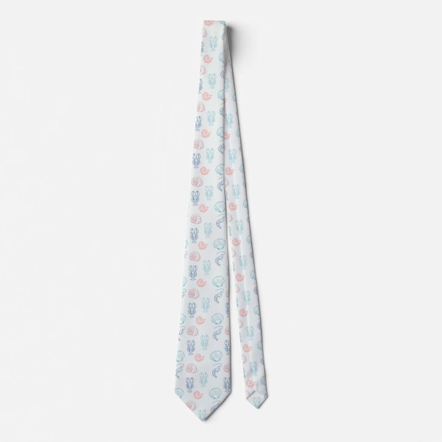 Shells and Shellfish Pattern Neck Tie (Front)