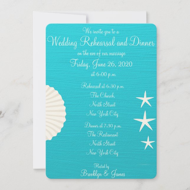 Shells Beach Wedding Rehearsal Dinner Invitations (Front)