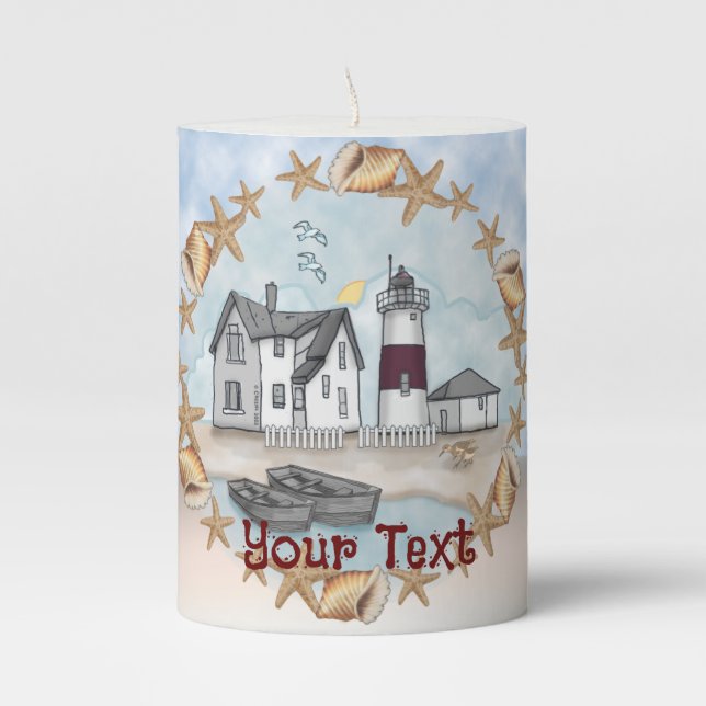 Shells Connecticut Lighthouse  Candle (Front)