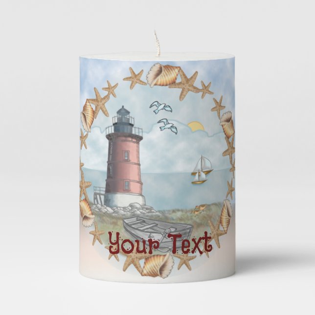 Shells Delaware Lighthouse  Candle (Front)