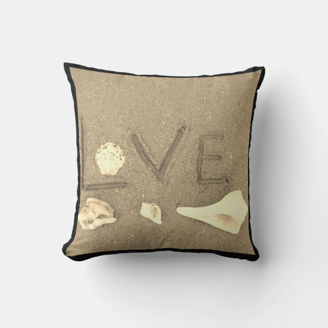 shells & heart on beach custom wedding pillow (Front)
