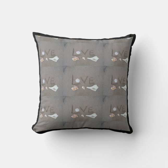 shells & heart on beach custom wedding pillow (Front)