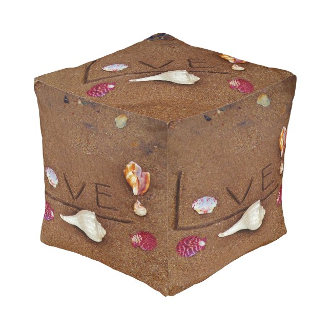 shells Love on beach Pouf (Angled Front)