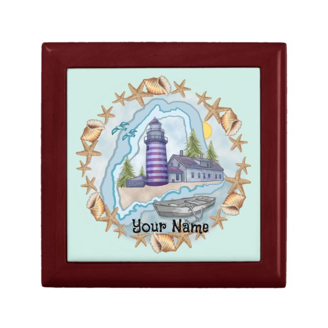 Shells Maine Lighthouse  Gift Box (Front)