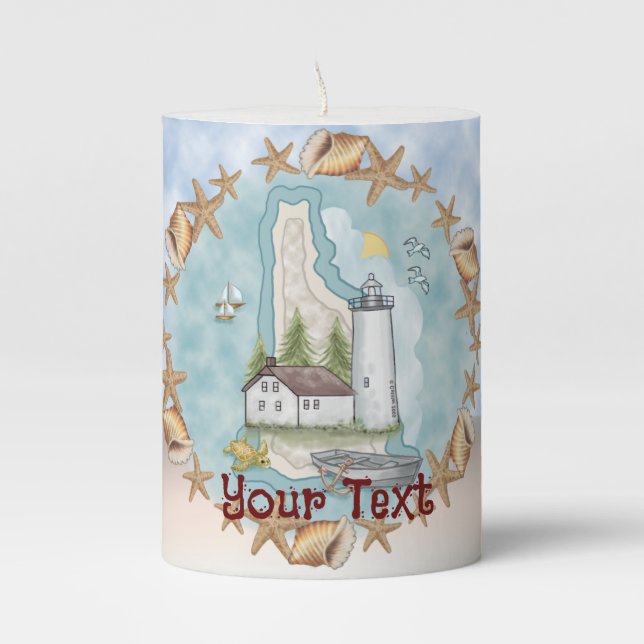 Shells New Hampshire Lighthouse  Candle (Front)