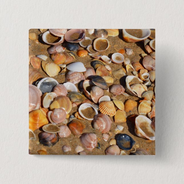 Shells On A Sandy Beach | Andalusia, Spain Pinback Button (Front)