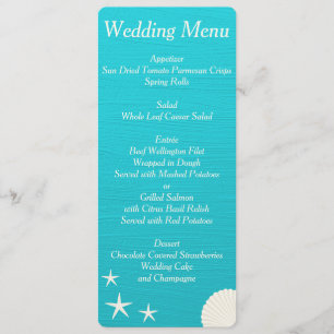 Shells On Beach Wedding Menu Custom Invitations