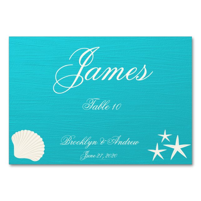 Shells On Beach Wedding Place Cards Table Cards (Front)
