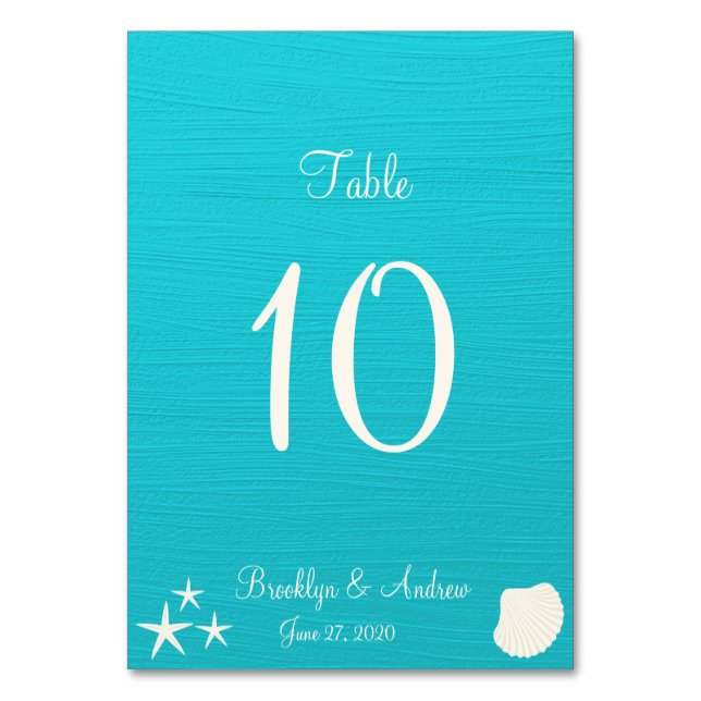 Shells On Beach Wedding Table Cards Place Cards (Front)