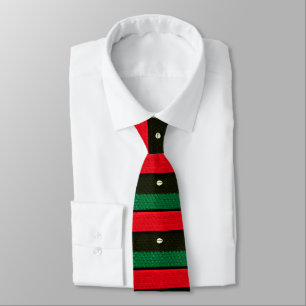 Shells on Red Black Green Crochet All Over Printed Neck Tie