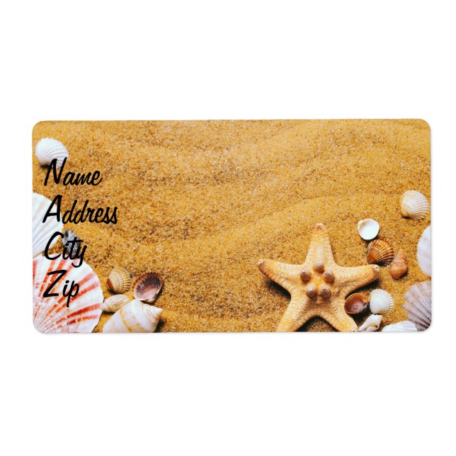Shells on the beach label (Front)