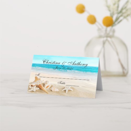 Shells on the Beach Wedding Reception Place Card