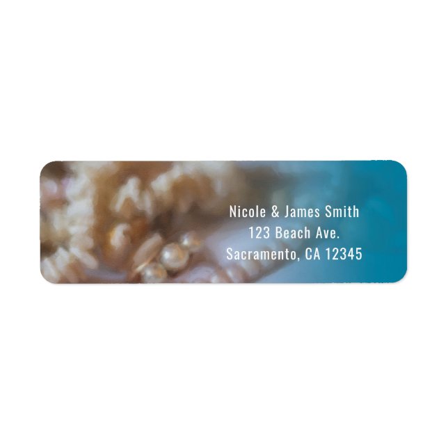 Shells & Pearls Elegant Painted Beach Invitation Label (Front)