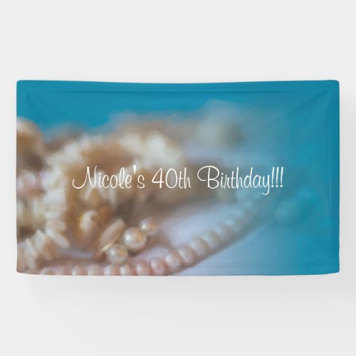 Shells  Pearls Elegant Painted Beach Party Banner