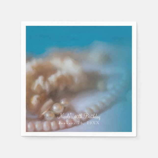 Shells & Pearls Elegant Wedding Jewels Beach Paper Napkins (Front)