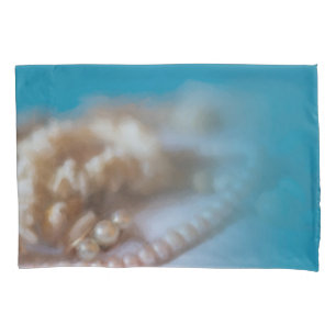 Shells & Pearls Painted Look Modern Beach Theme Pillowcase