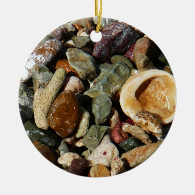 Shells, Rocks and Coral Nature Photography Ceramic Ornament (Front)