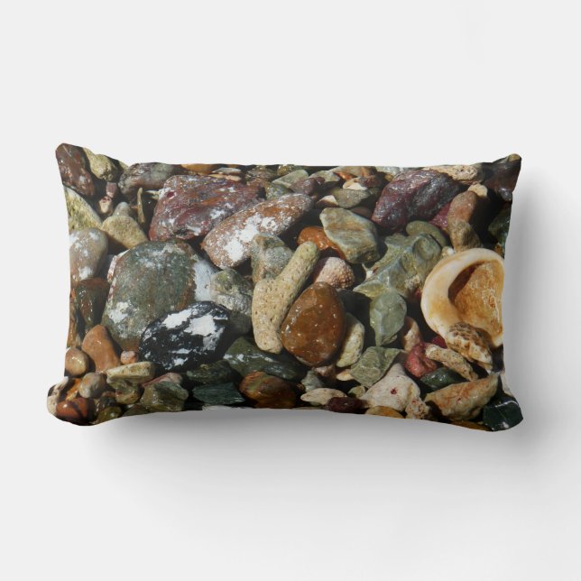 Shells, Rocks and Coral Nature Photography Lumbar Pillow (Front)
