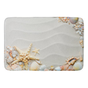 Shells sand beach bath mat