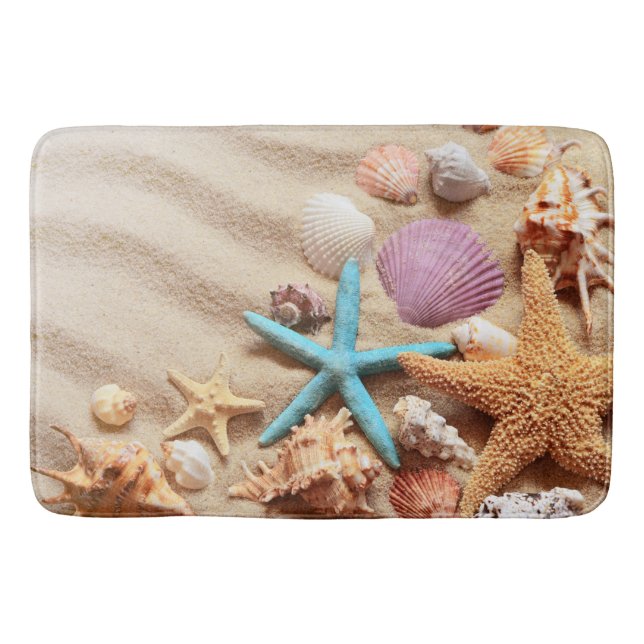 Shells sand beach bath mat (Front)