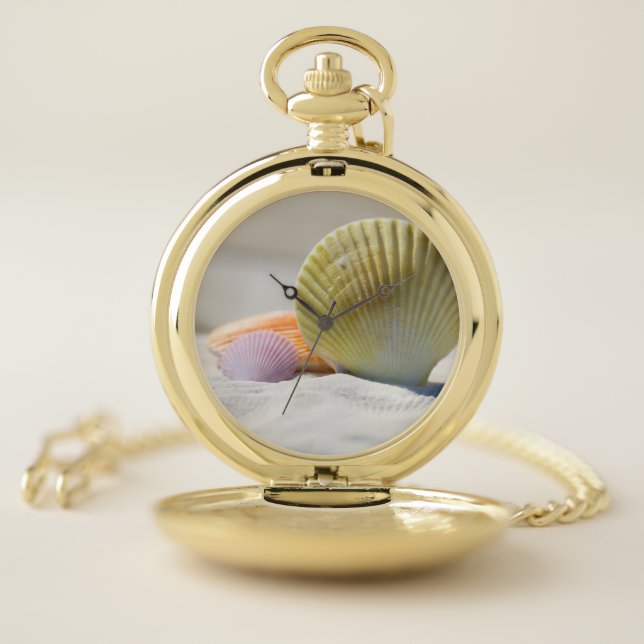 Shells, Sand, Beach Pocket Watch (Inside)