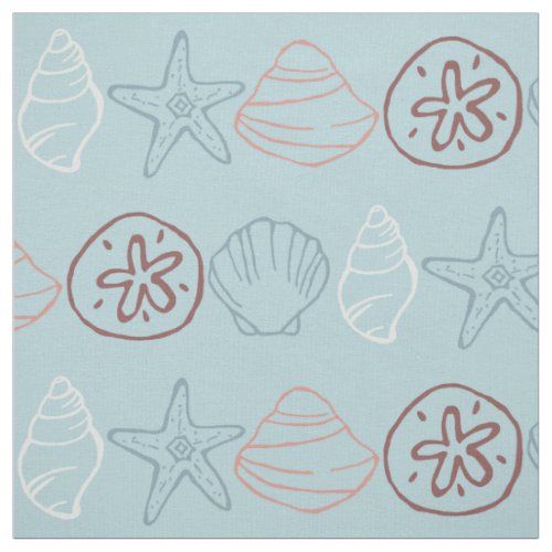 Shells Starfish Sand Dollar Ocean Beach Fabric