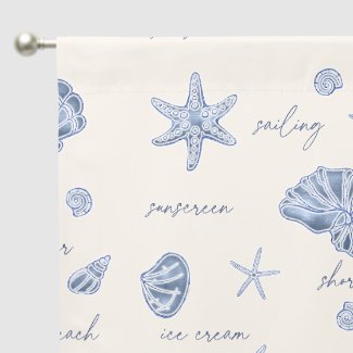 Shells Starfish Sun Fun Text Blue ID918 