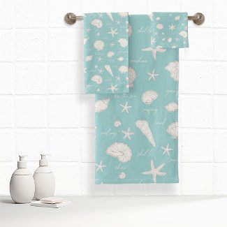 Shells Starfish Sun Fun Text Ivory ID918 