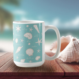 Shells Starfish Sun Fun Text Ivory ID918 Coffee Mug