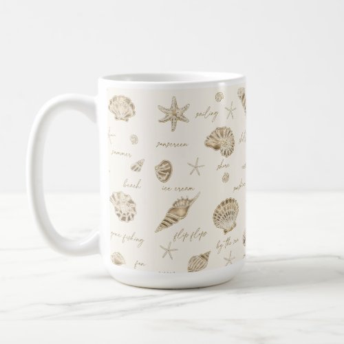 Shells Starfish Sun Fun Text Sandstone ID918  Coffee Mug