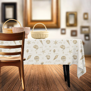 Shells Starfish Sun Fun Text Sandstone ID918 Tablecloth