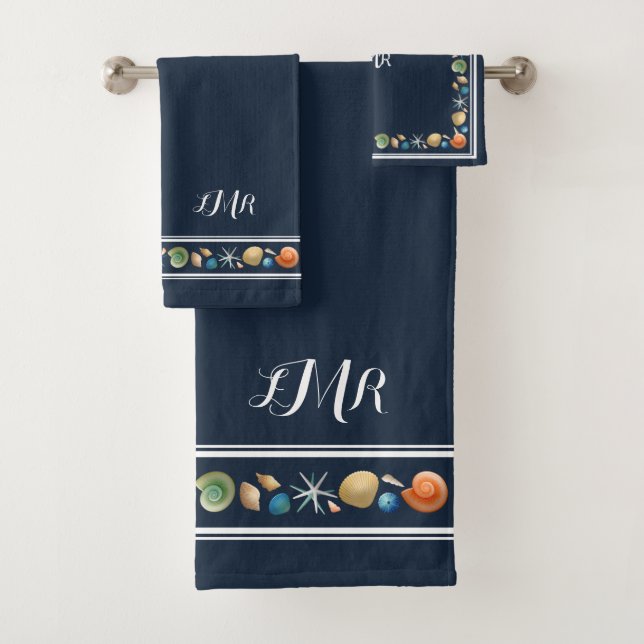 Shells & Stripes Bath Towel Set (Insitu)