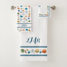 ***Shells & Stripes Bath Towel Set