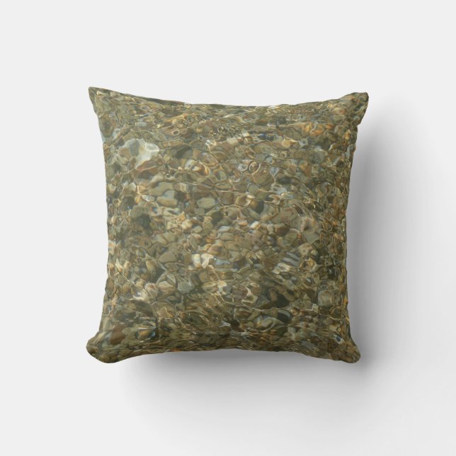 Shells Under Rippling Water Throw Pillow (Front)