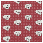 Shelter Dog cartoon labrador red pawprints fabric