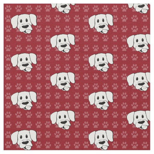 Shelter Dog cartoon labrador red pawprints fabric