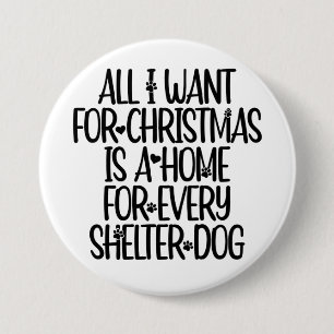 Shelter Dog Christmas Button