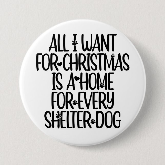 Shelter Dog Christmas Button (Front)