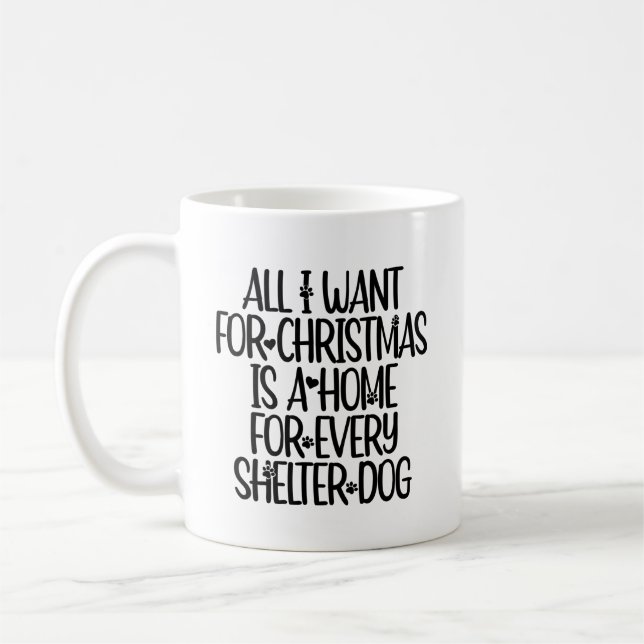 Shelter Dog Christmas Mug (Left)