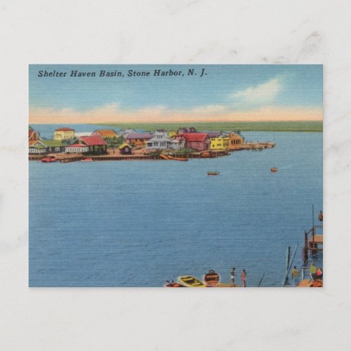 Shelter Haven Basin Stone Harbor New Jersey Postcard