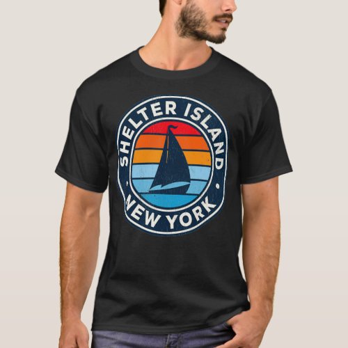 Shelter Island New York NY Vintage Sailboat Retro  T_Shirt