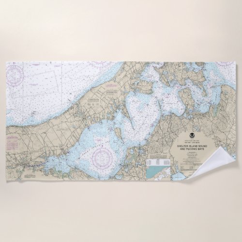 Shelter Island Sound and Peconic Bays Chart Beach Towel