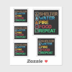 Shelter Water Fire Food - Survival Stay Alive Sticker