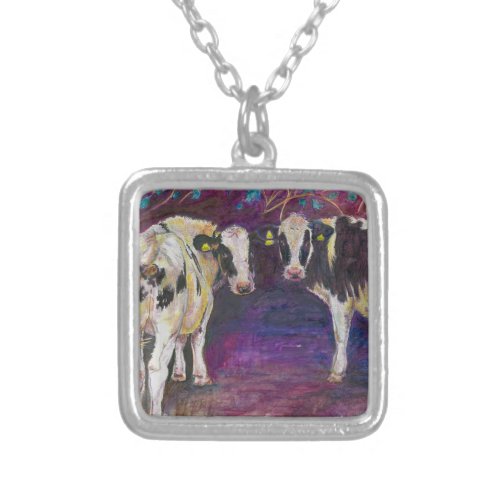 Sheltering cows 2011 silver plated necklace