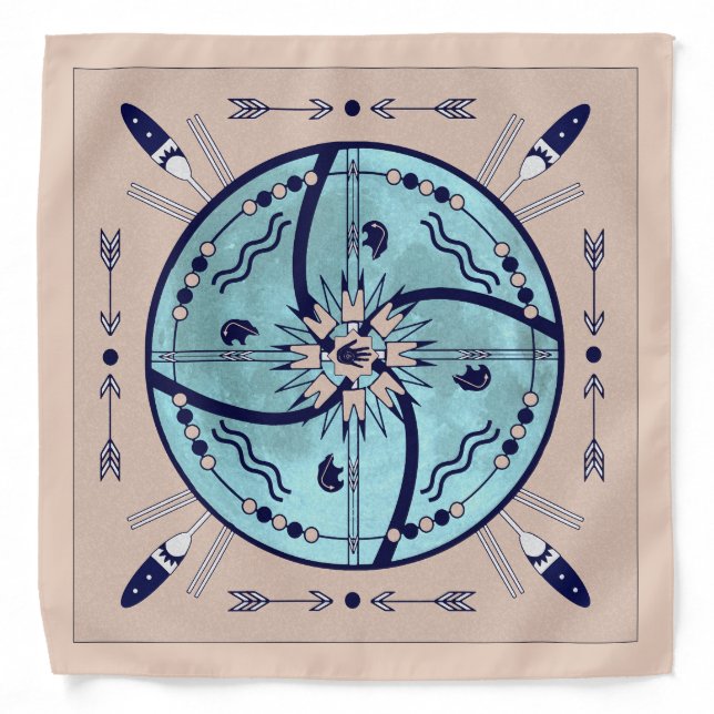 Sheltering Moon Mandala Native Symbols Bandana (Front)