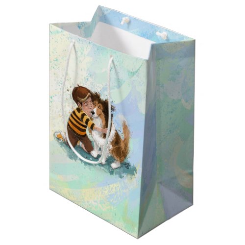 Sheltie and Boy Dog Hug Medium Gift Bag